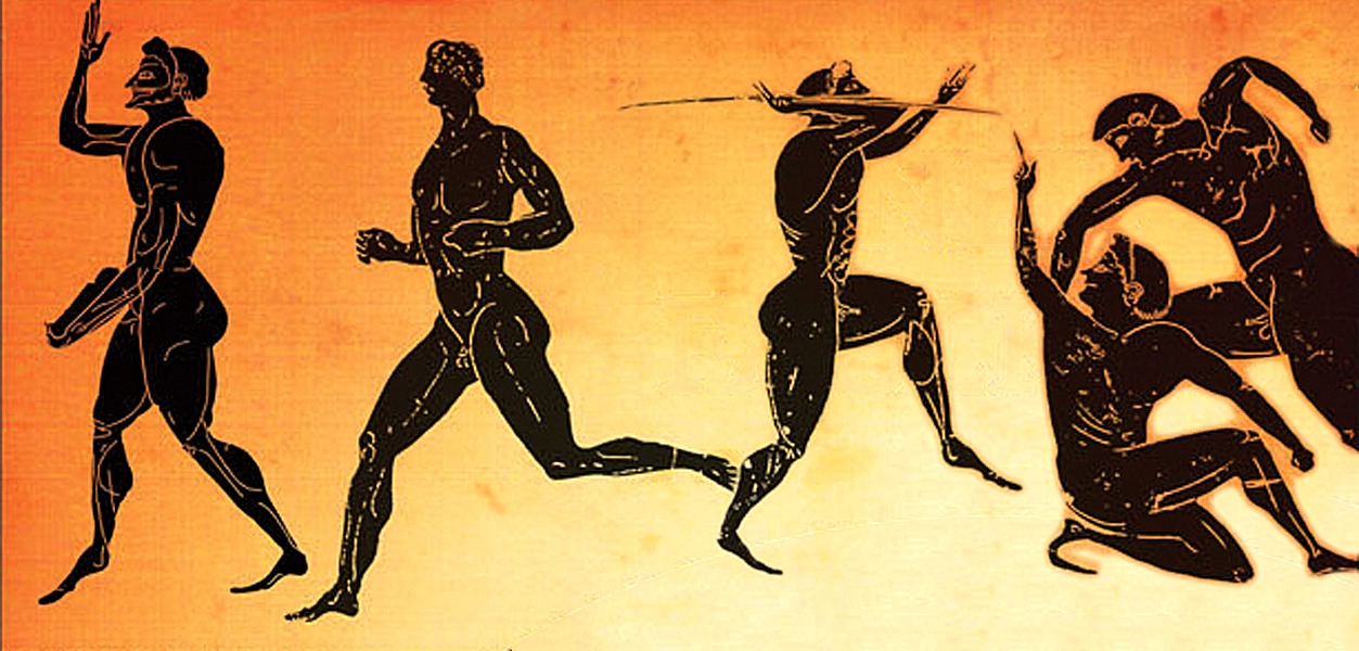 nude athletes on a Greek vase