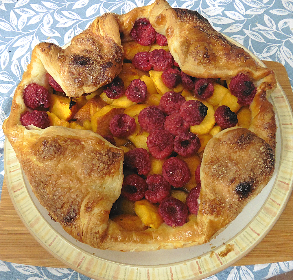 Nectarine and raspberry rustic tart