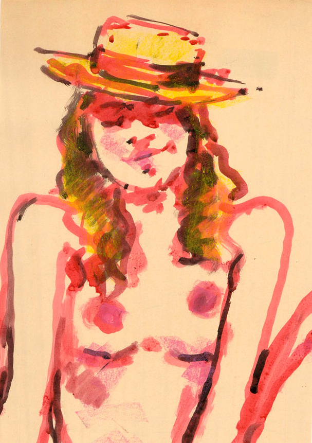 hat's on, tits out